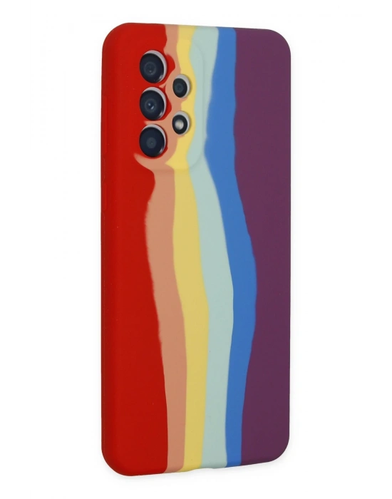 Newface Samsung Galaxy A73 5G Kılıf Ebruli Lansman Silikon - Kırmızı-Mor