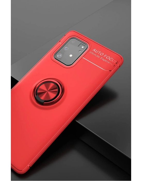 Newface Samsung Galaxy A91 / S10 Lite Kılıf Range Yüzüklü Silikon - Kırmızı