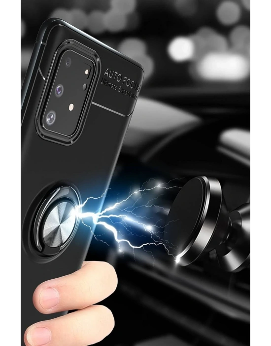 Newface Samsung Galaxy A91 / S10 Lite Kılıf Range Yüzüklü Silikon - Kırmızı