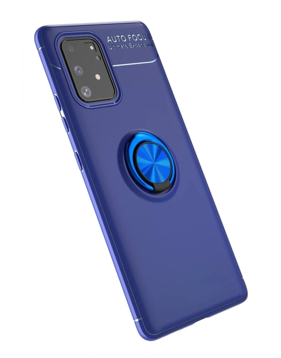 Newface Samsung Galaxy A91 / S10 Lite Kılıf Range Yüzüklü Silikon - Mavi