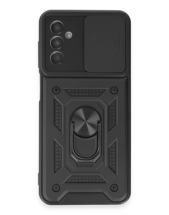 Newface Samsung Galaxy M14 5G Kılıf Pars Lens Yüzüklü Silikon - Siyah