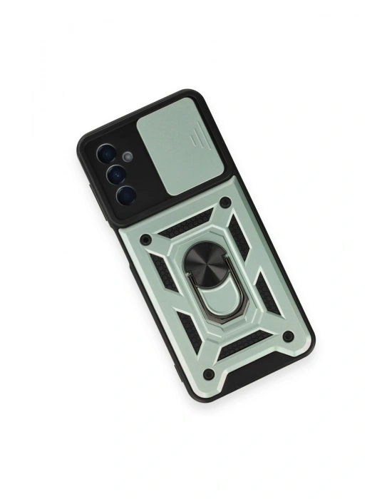 Newface Samsung Galaxy M14 5G Kılıf Pars Lens Yüzüklü Silikon - Yeşil