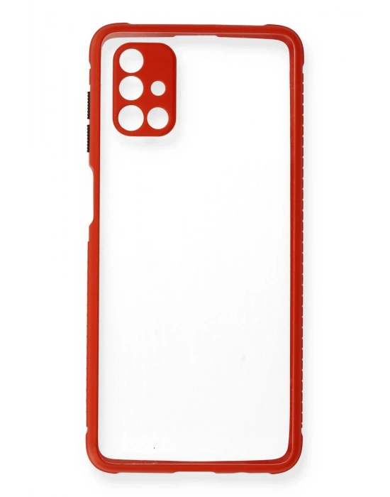 Newface Samsung Galaxy M51 Kılıf Miami Şeffaf Silikon - Kırmızı