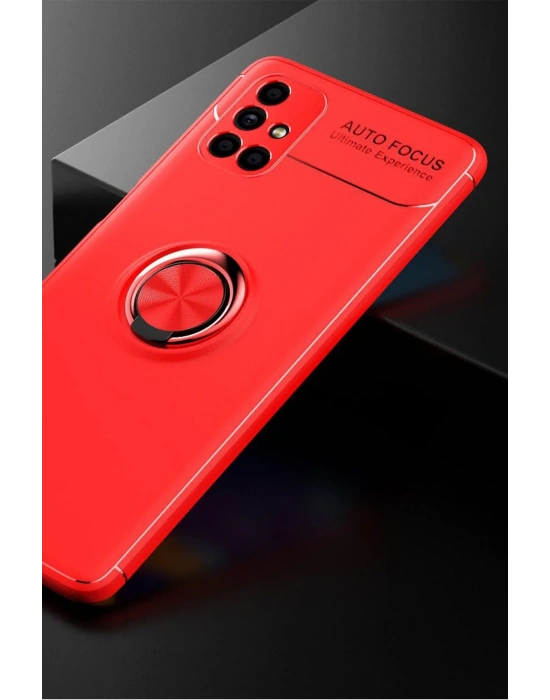 Newface Samsung Galaxy M51 Kılıf Range Yüzüklü Silikon - Kırmızı