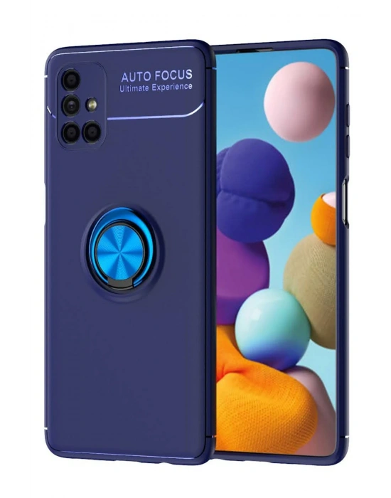 Newface Samsung Galaxy M51 Kılıf Range Yüzüklü Silikon - Mavi