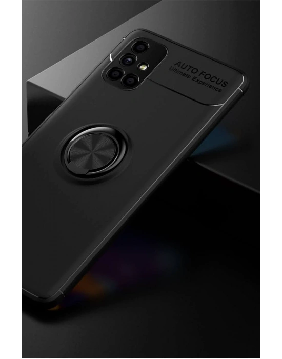 Newface Samsung Galaxy M51 Kılıf Range Yüzüklü Silikon - Siyah