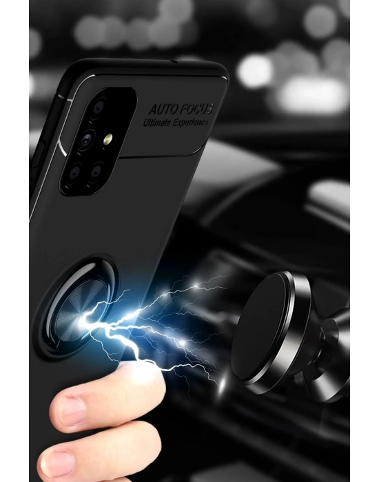 Newface Samsung Galaxy M51 Kılıf Range Yüzüklü Silikon - Siyah