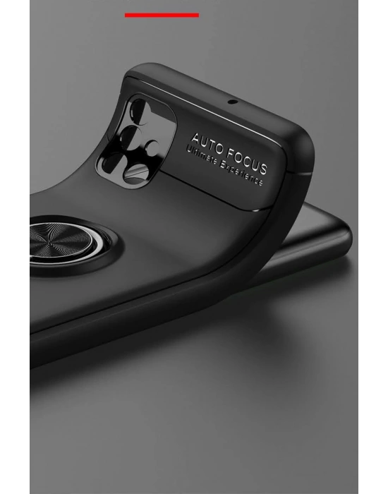 Newface Samsung Galaxy M51 Kılıf Range Yüzüklü Silikon - Siyah-Mavi