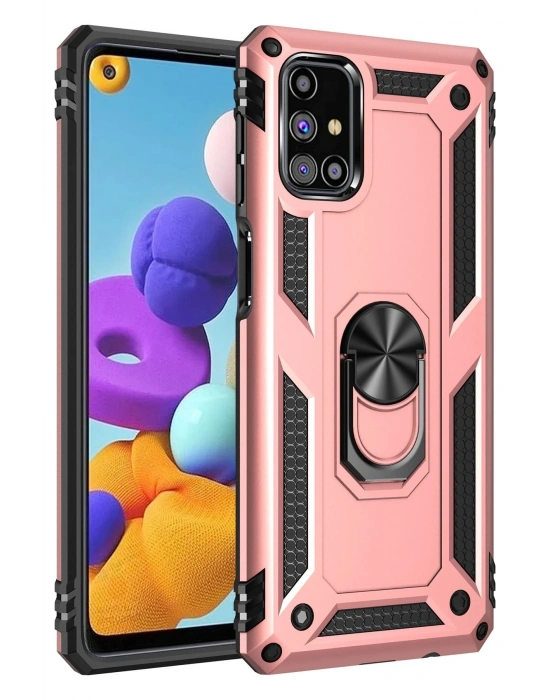 Newface Samsung Galaxy M51 Kılıf Sofya Yüzüklü Silikon Kapak - Rose