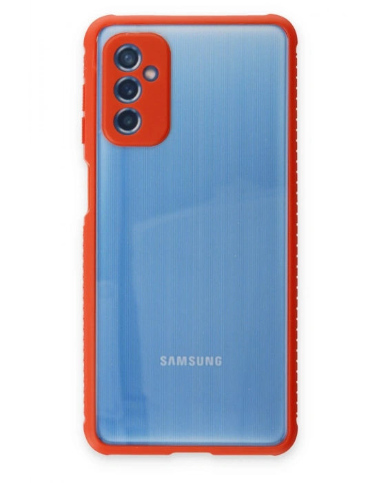 Newface Samsung Galaxy M52 5G Kılıf Miami Şeffaf Silikon - Kırmızı