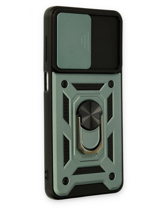 Newface Samsung Galaxy M52 5G Kılıf Pars Lens Yüzüklü Silikon - Yeşil