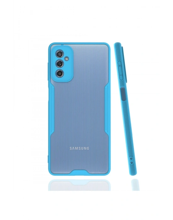 Newface Samsung Galaxy M52 5G Kılıf Platin Silikon - Mavi