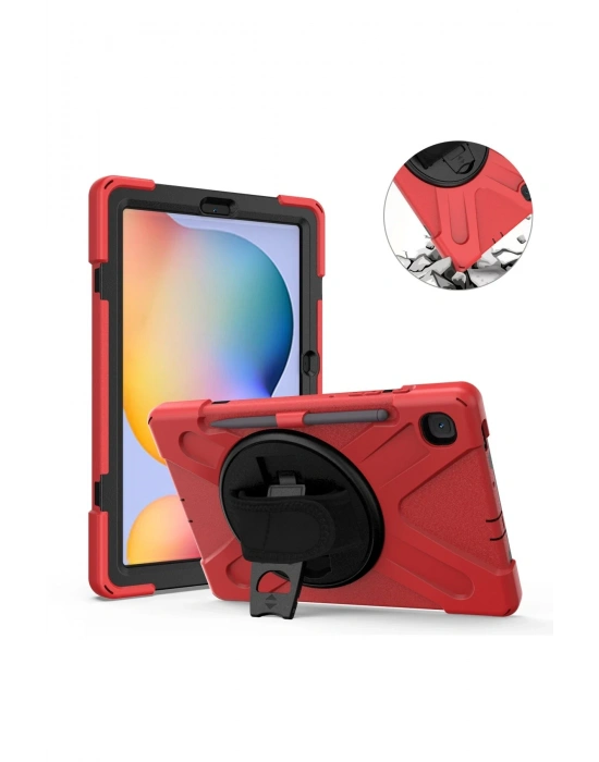 Newface Samsung Galaxy P610 Tab S6 Lite 10.4 Kılıf Amazing Tablet Kapak - Kırmızı