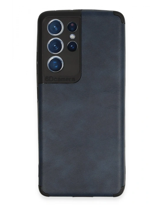 Newface Samsung Galaxy S21 Ultra Kılıf Loop Deri Silikon - Lacivert