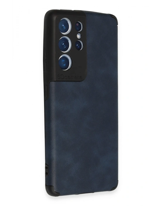 Newface Samsung Galaxy S21 Ultra Kılıf Loop Deri Silikon - Lacivert
