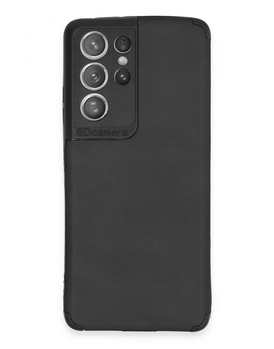 Newface Samsung Galaxy S21 Ultra Kılıf Loop Deri Silikon - Siyah