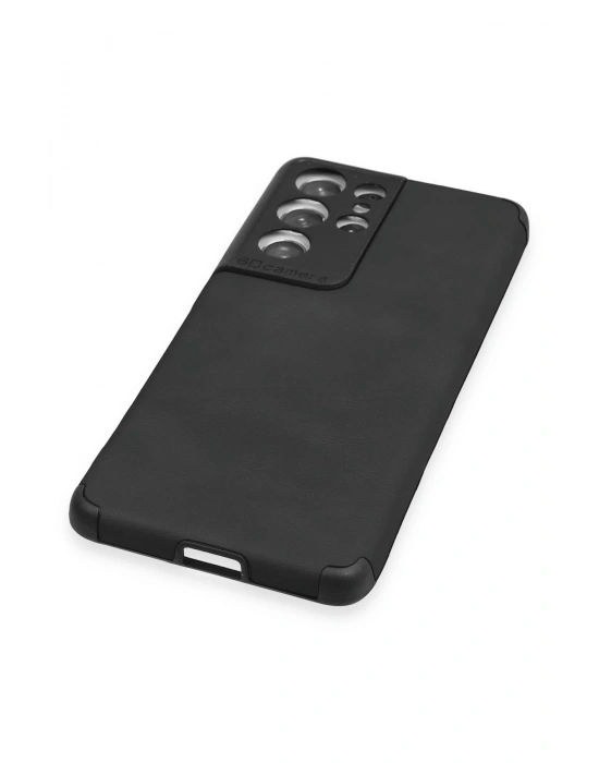 Newface Samsung Galaxy S21 Ultra Kılıf Loop Deri Silikon - Siyah