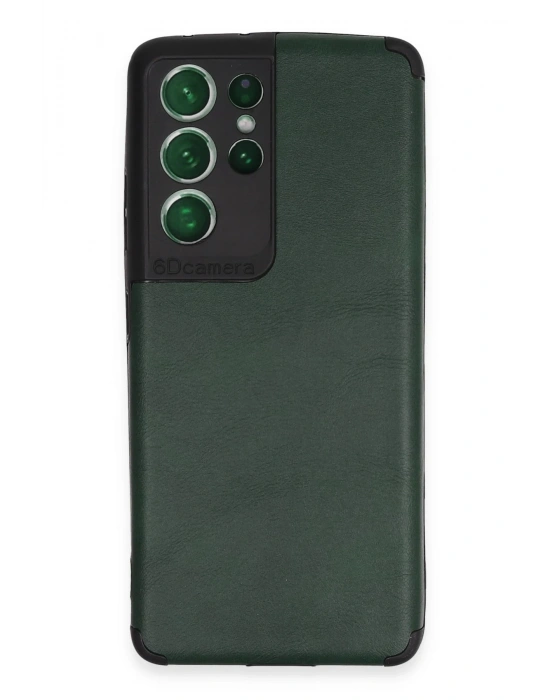 Newface Samsung Galaxy S21 Ultra Kılıf Loop Deri Silikon - Yeşil