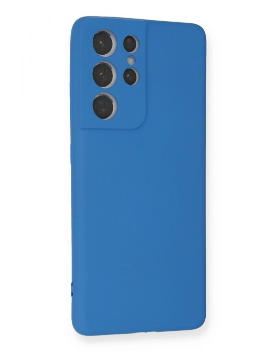 Newface Samsung Galaxy S21 Ultra Kılıf Nano içi Kadife Silikon - Mavi