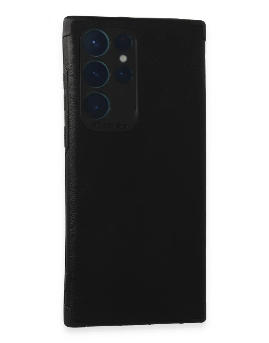 Newface Samsung Galaxy S22 Ultra Kılıf Loop Deri Silikon - Siyah