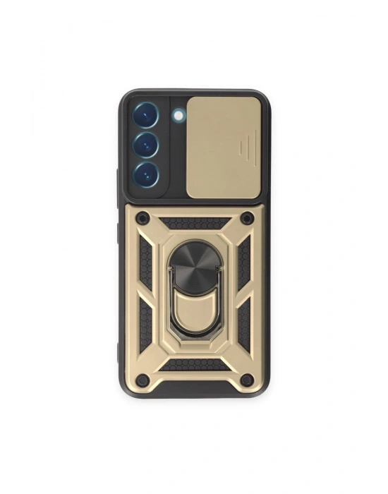 Newface Samsung Galaxy S23 FE Kılıf Pars Lens Yüzüklü Silikon - Gold