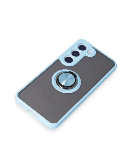 Newface Samsung Galaxy S23 Kılıf Montreal Yüzüklü Silikon Kapak - Buz Mavi
