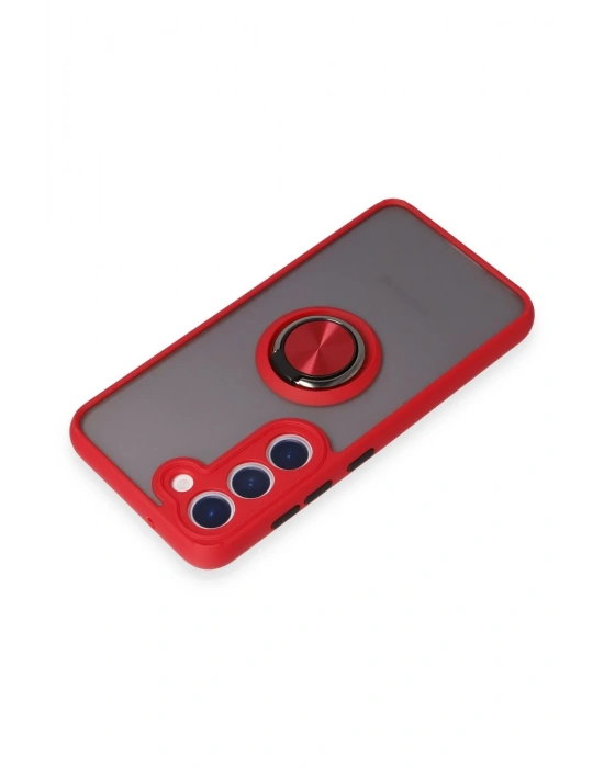 Newface Samsung Galaxy S23 Kılıf Montreal Yüzüklü Silikon Kapak - Kırmızı