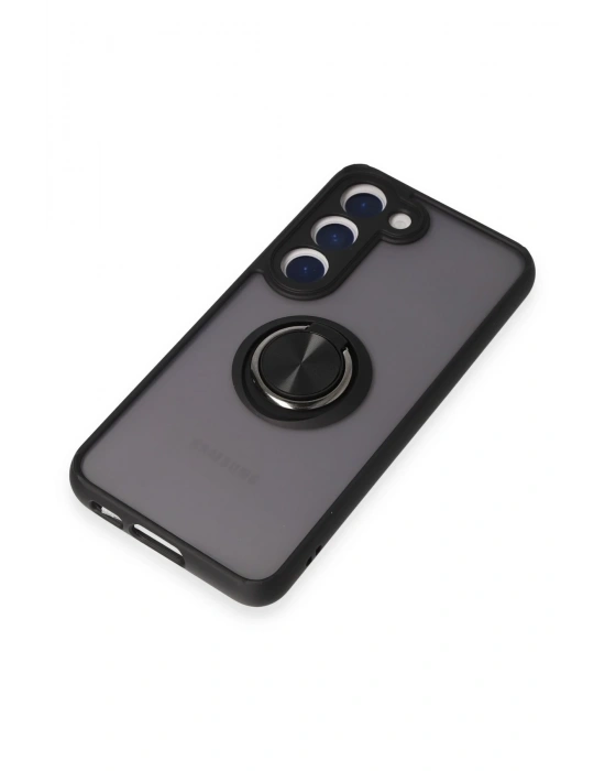 Newface Samsung Galaxy S23 Kılıf Montreal Yüzüklü Silikon Kapak - Siyah