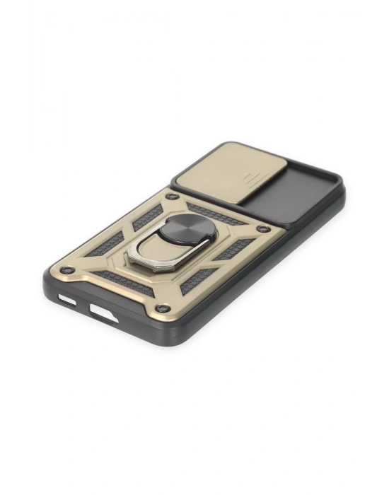 Newface Samsung Galaxy S23 Kılıf Pars Lens Yüzüklü Silikon - Gold