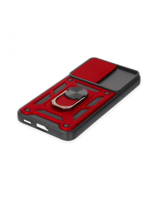 Newface Samsung Galaxy S23 Kılıf Pars Lens Yüzüklü Silikon - Kırmızı