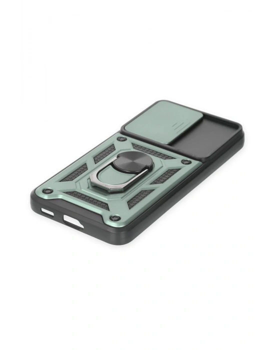 Newface Samsung Galaxy S23 Kılıf Pars Lens Yüzüklü Silikon - Yeşil