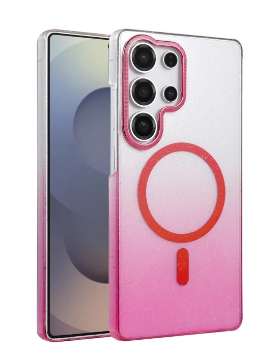 Newface Samsung Galaxy S23 Ultra Glossy Magsafe Kapak - Pembe