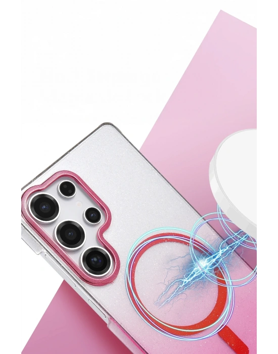 Newface Samsung Galaxy S23 Ultra Glossy Magsafe Kapak - Pembe