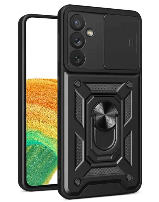 Newface Samsung Galaxy S24 FE Pars Lens Yüzüklü Silikon - Siyah