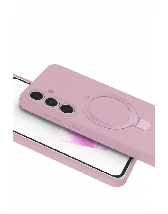 Newface Samsung Galaxy S24 FE Regal Magsafe Standlı Kapak - Açık Pembe