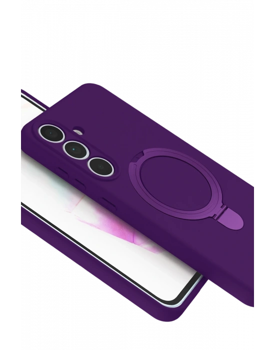 Newface Samsung Galaxy S24 FE Regal Magsafe Standlı Kapak - Derin Mor