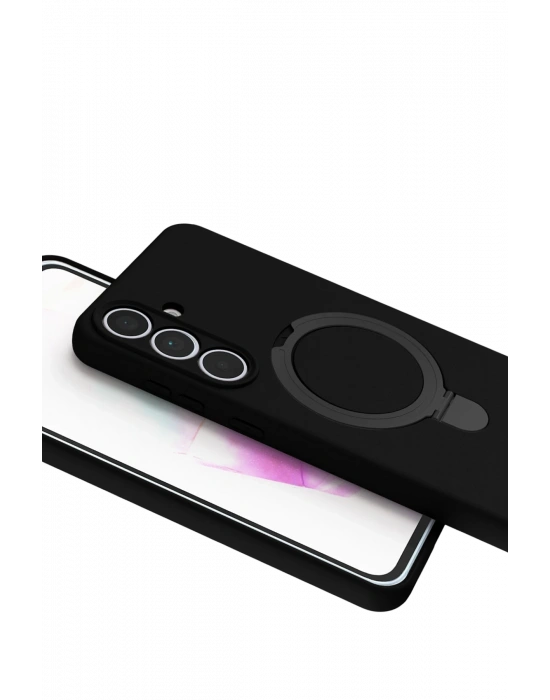 Newface Samsung Galaxy S24 FE Regal Magsafe Standlı Kapak - Siyah