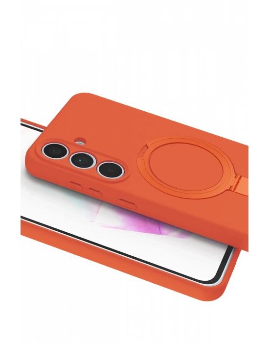 Newface Samsung Galaxy S24 FE Regal Magsafe Standlı Kapak - Turuncu