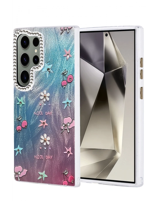 Newface Samsung Galaxy S24 Ultra Kılıf Blade Aynalı Desenli Kapak - Desen 4