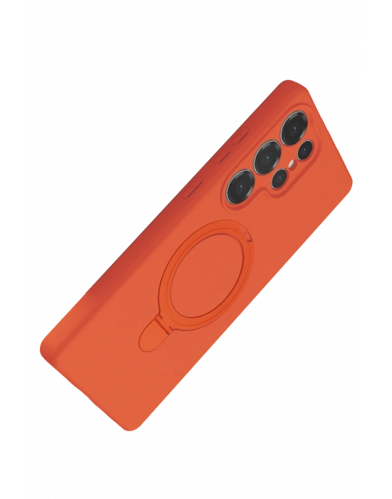 Newface Samsung Galaxy S24 Ultra Regal Magsafe Standlı Kapak - Turuncu