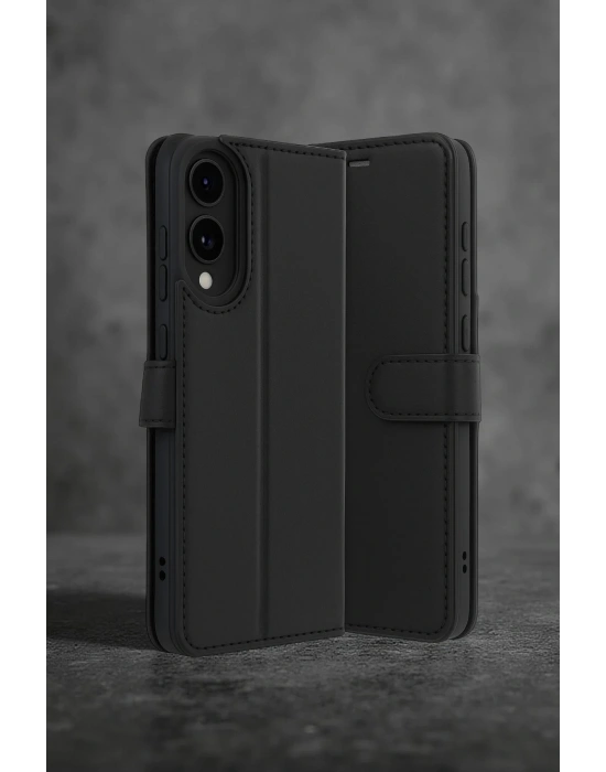 Newface Samsung Galaxy S25 Edge Trend S Plus Kapaklı Kılıf - Siyah