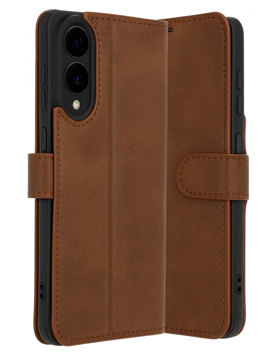 Newface Samsung Galaxy S25 Edge Trend S Plus Kapaklı Kılıf - Taba