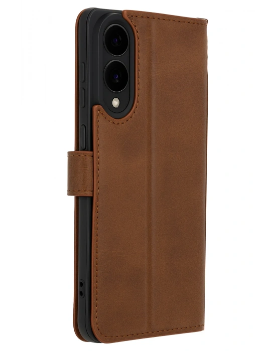 Newface Samsung Galaxy S25 Edge Trend S Plus Kapaklı Kılıf - Taba