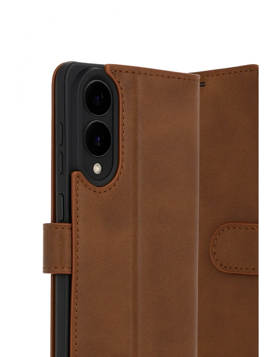 Newface Samsung Galaxy S25 Edge Trend S Plus Kapaklı Kılıf - Taba