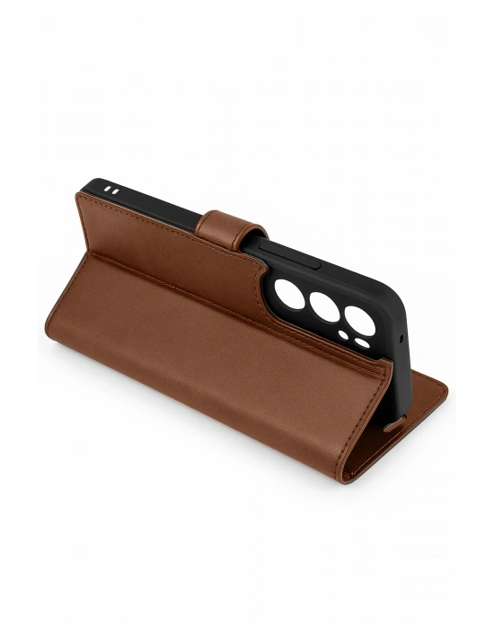 Newface Samsung Galaxy S25 Edge Trend S Plus Kapaklı Kılıf - Taba