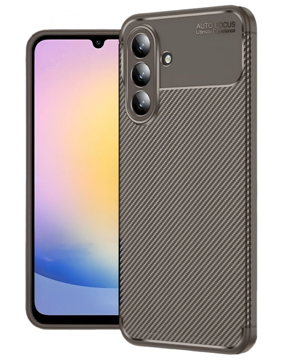 Newface Samsung Galaxy S25 FE Auto Focus Karbon Kapak - Kahverengi