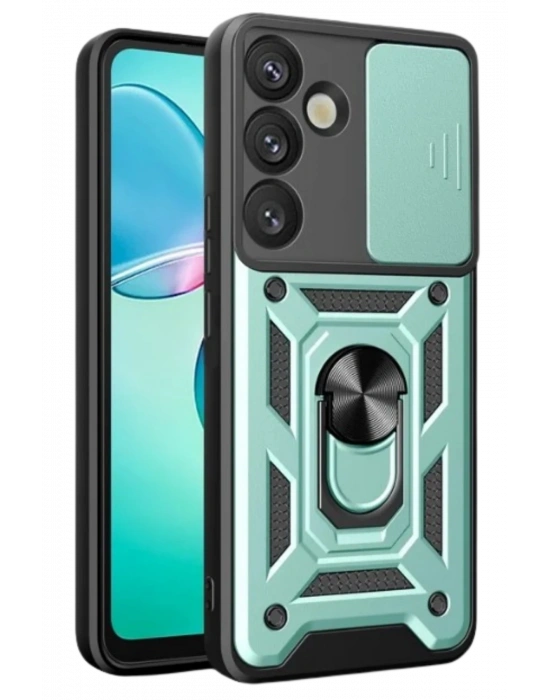 Newface Samsung Galaxy S25 FE Pars Lens Yüzüklü Silikon - Yeşil