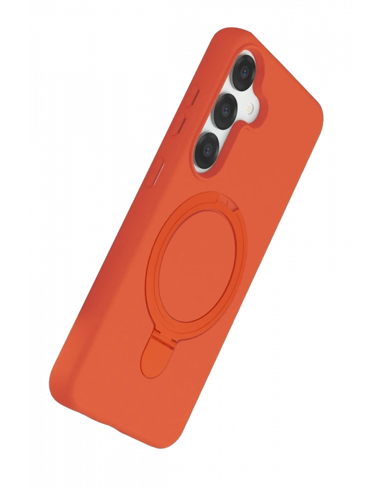 Newface Samsung Galaxy S25 Regal Magsafe Standlı Kapak - Turuncu