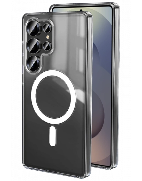 Newface Samsung Galaxy S25 Ultra Kılıf Magneticsafe Şeffaf Silikon - Şeffaf