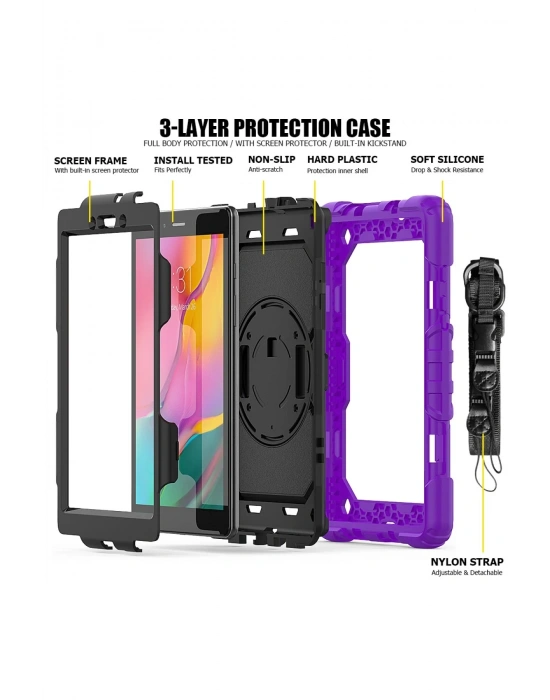 Newface Samsung Galaxy T290 Tab A 8 Kılıf Pars Tablet Kapak - Mor